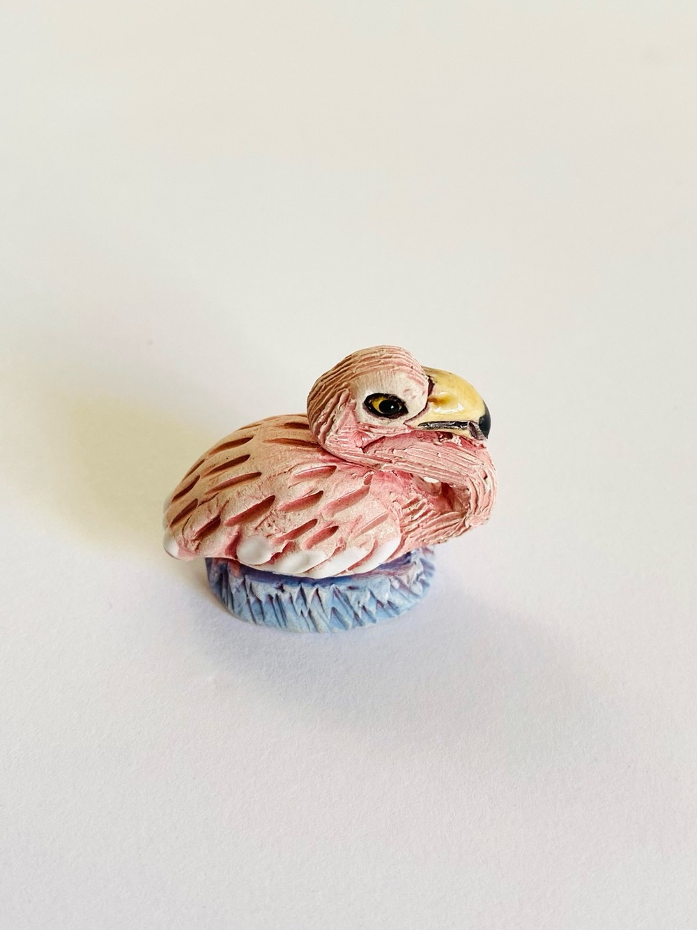 Pink Flamingo Resting Miniature Figurine 80s Miami